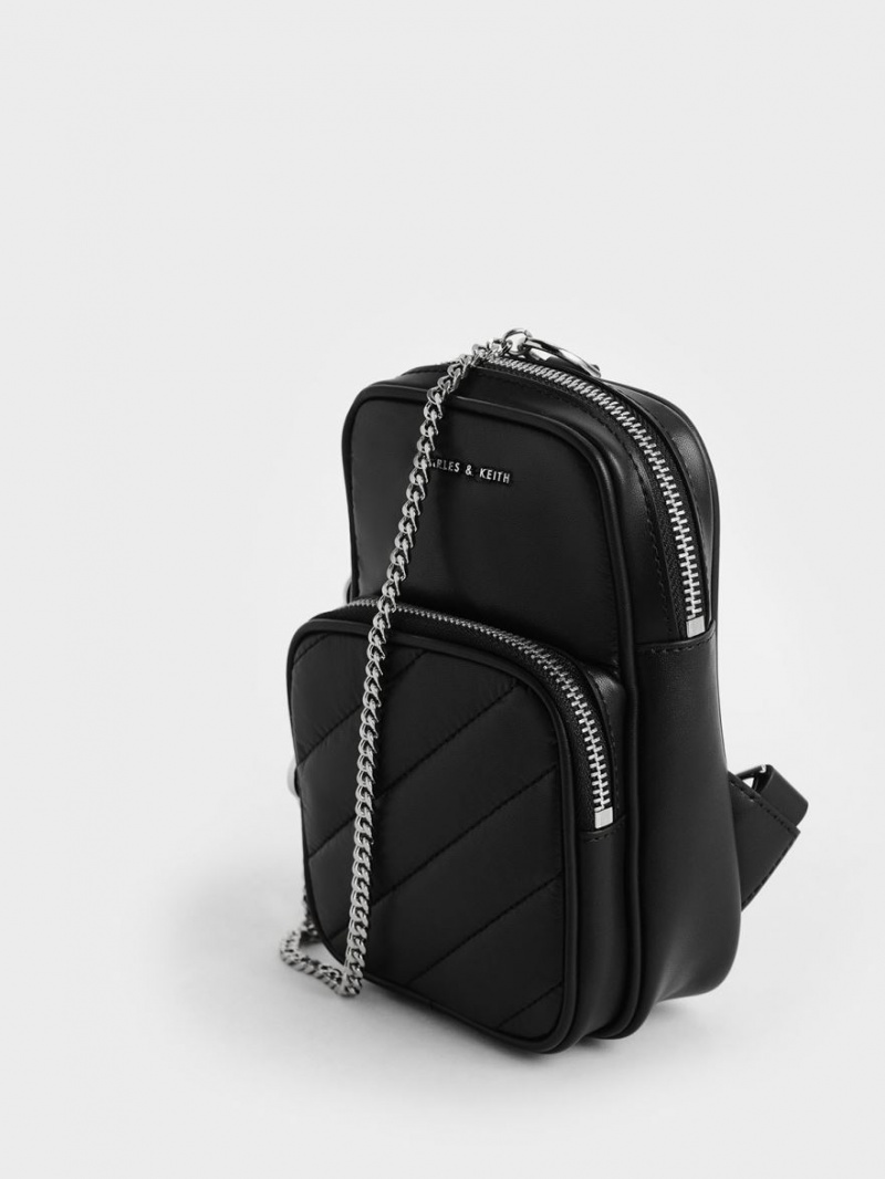 Geanta Crossbody Charles & Keith Panelled Elongated Negrii | 870CLPQDA