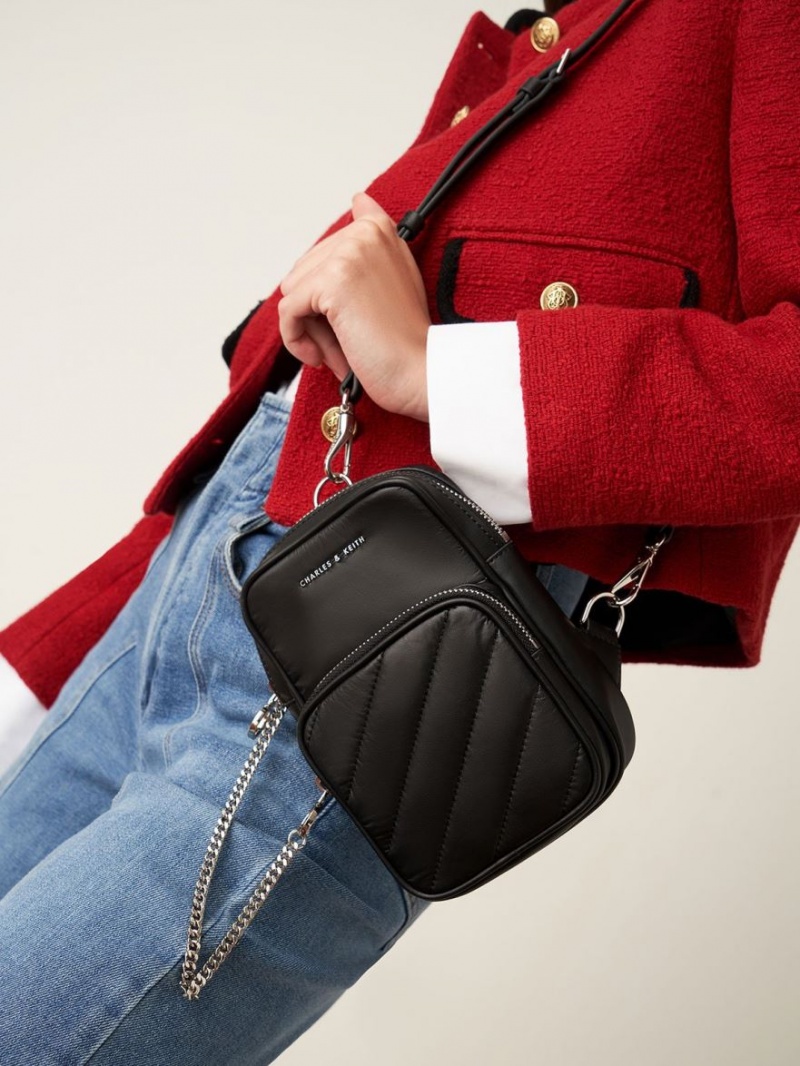Geanta Crossbody Charles & Keith Panelled Elongated Negrii | 870CLPQDA