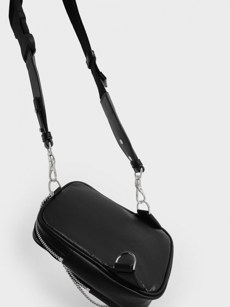 Geanta Crossbody Charles & Keith Panelled Elongated Negrii | 870CLPQDA