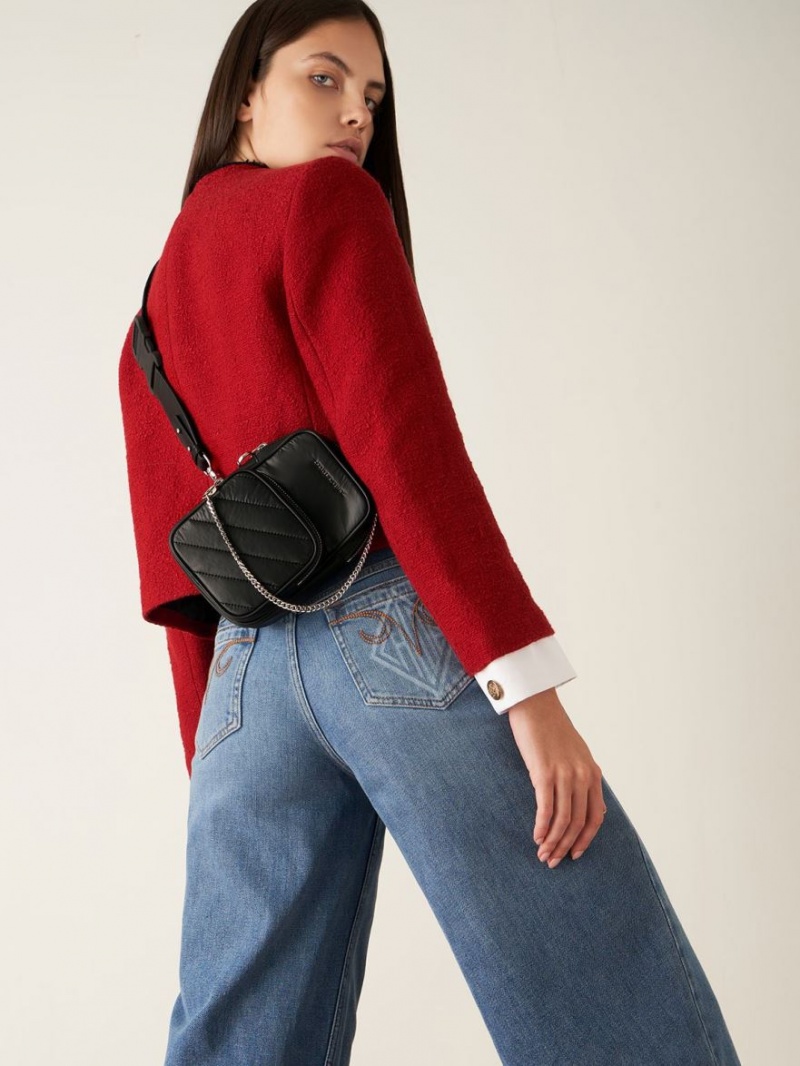 Geanta Crossbody Charles & Keith Panelled Elongated Negrii | 870CLPQDA