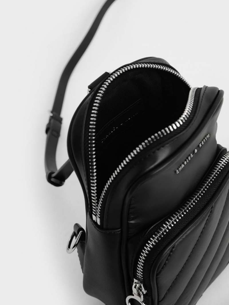 Geanta Crossbody Charles & Keith Panelled Elongated Negrii | 870CLPQDA