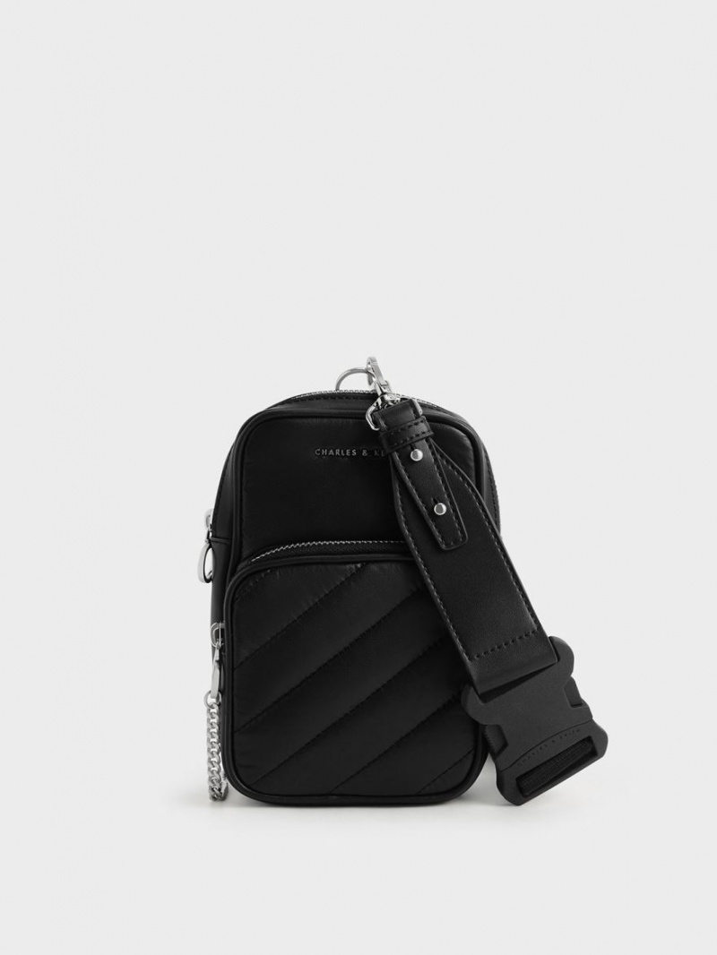 Geanta Crossbody Charles & Keith Panelled Elongated Negrii | 870CLPQDA