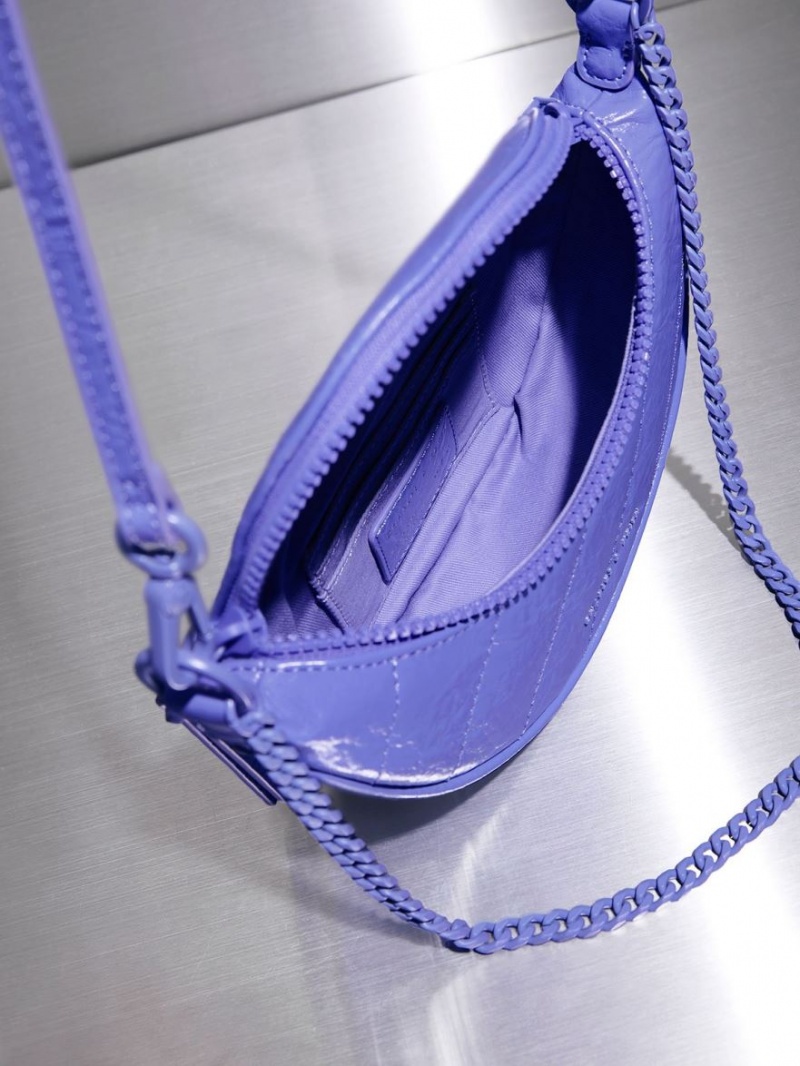 Geanta Crossbody Charles & Keith Philomena Half-Moon Violet | 437WMVJXG