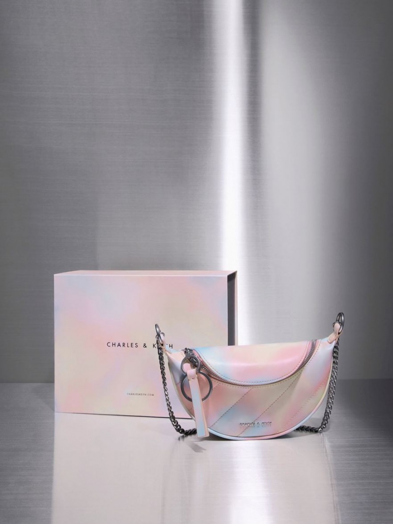 Geanta Crossbody Charles & Keith Philomena Swirl-Print Half-Moon Colorati | 790VFQAGK