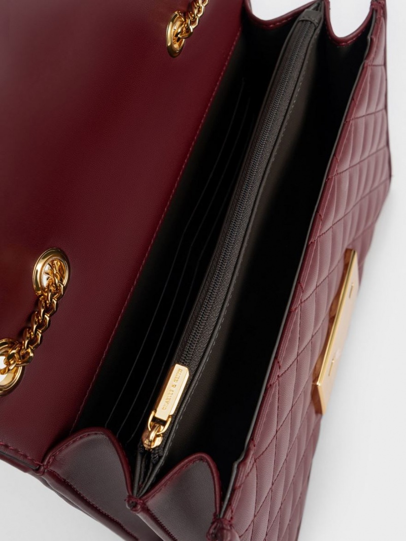 Geanta Crossbody Charles & Keith Push-Lock Matlasat Visinii | 970MTXKWO