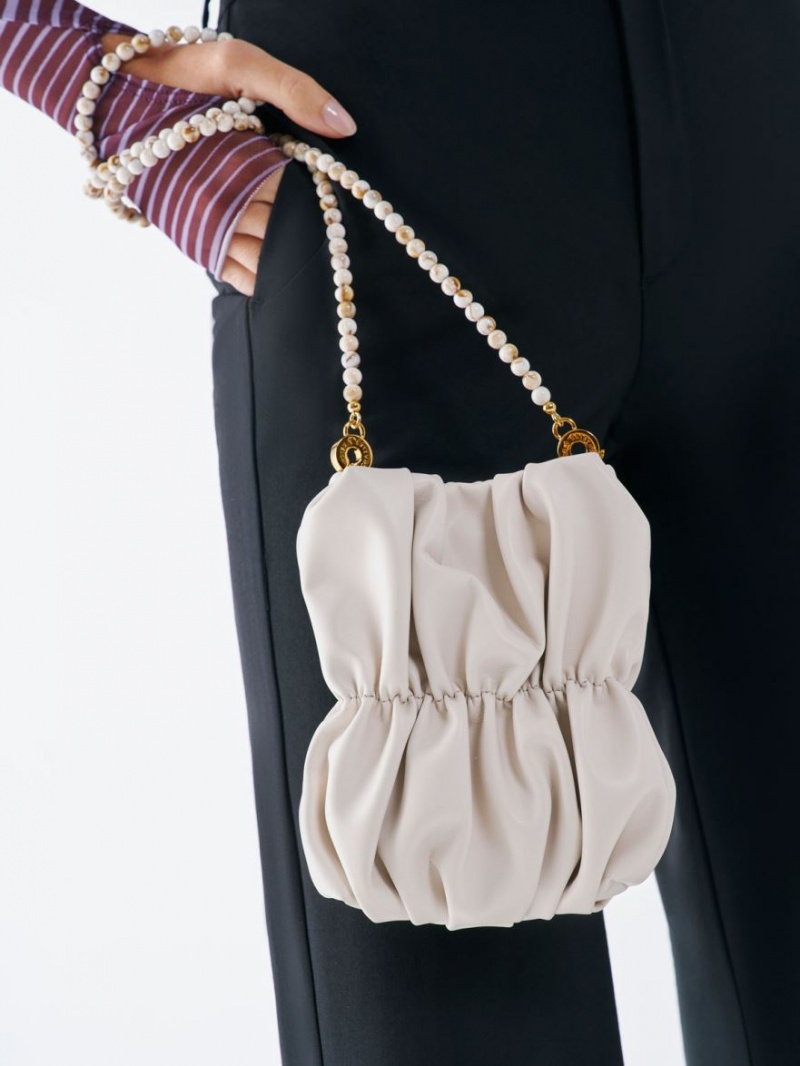 Geanta Crossbody Charles & Keith Ruched Bead-Handle Albi | 041WHNUYT