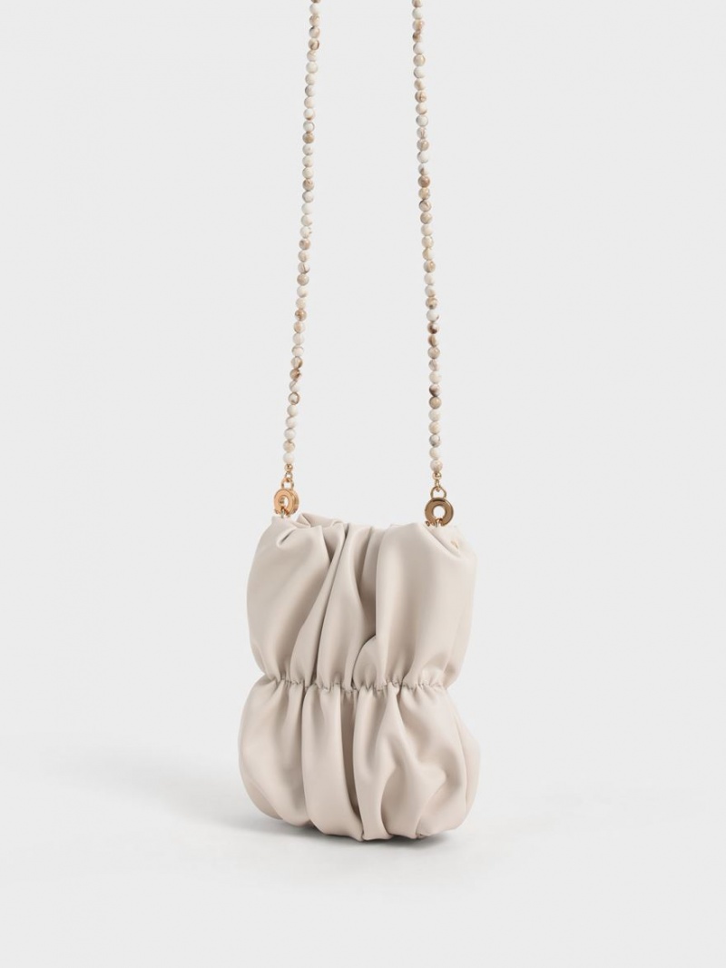 Geanta Crossbody Charles & Keith Ruched Bead-Handle Albi | 041WHNUYT