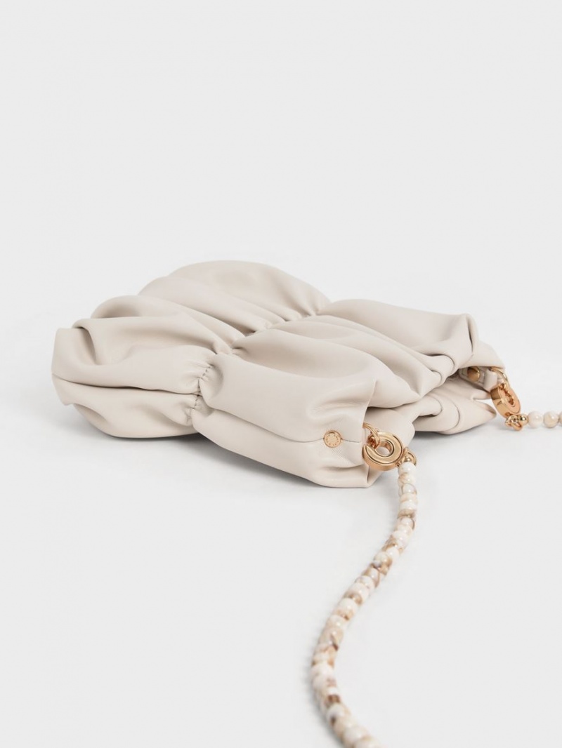 Geanta Crossbody Charles & Keith Ruched Bead-Handle Albi | 041WHNUYT