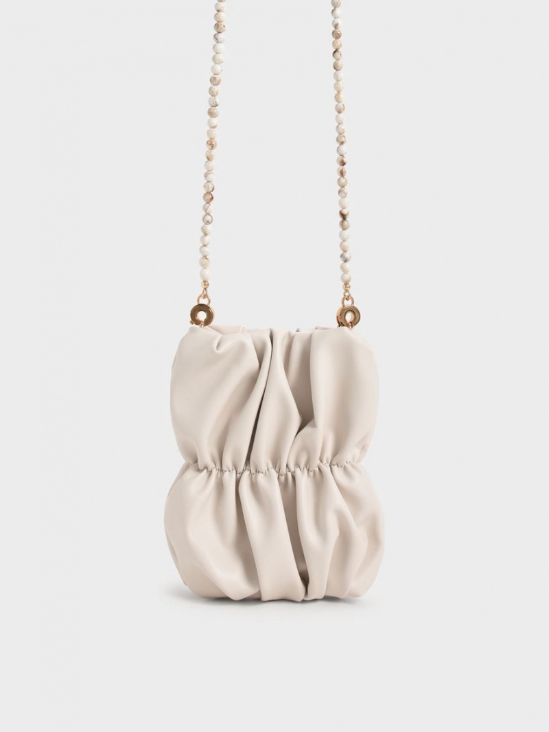 Geanta Crossbody Charles & Keith Ruched Bead-Handle Albi | 041WHNUYT