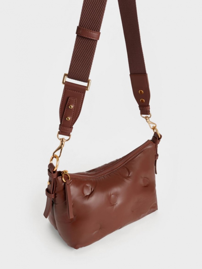 Geanta Crossbody Charles & Keith Sianna Nailon Ciocolata | 968WYJOHM