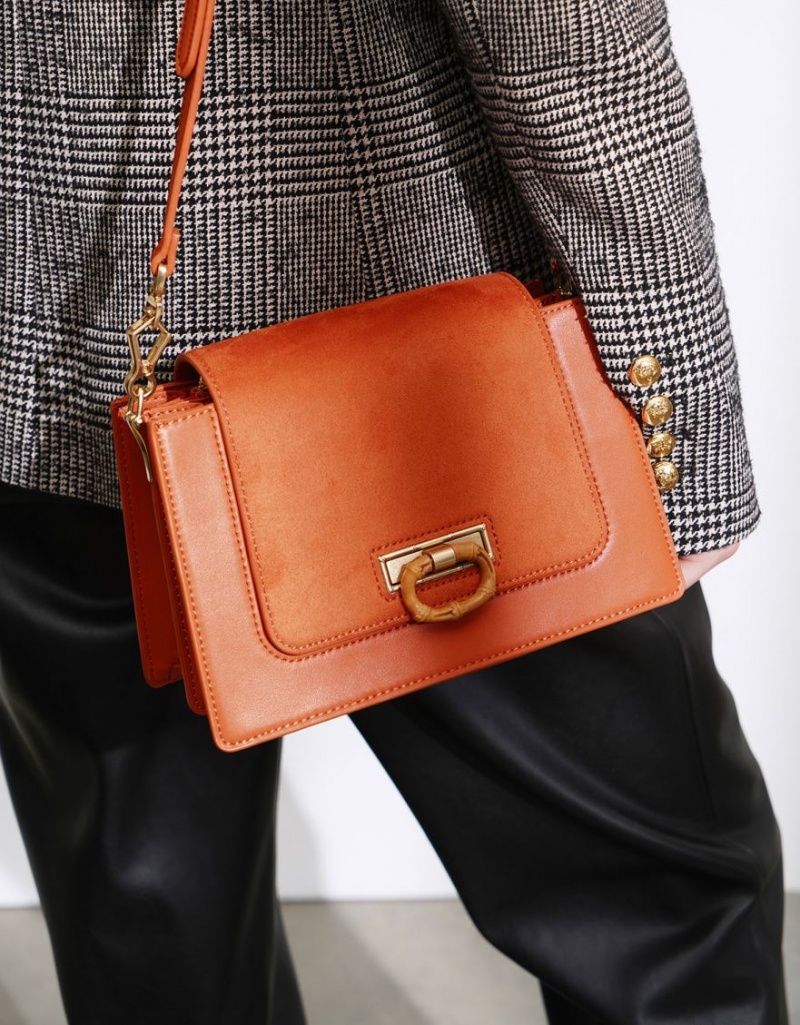 Geanta Crossbody Charles & Keith Textured Portocalii | 214TVXOWC