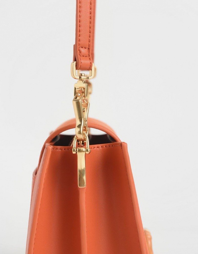 Geanta Crossbody Charles & Keith Textured Portocalii | 214TVXOWC