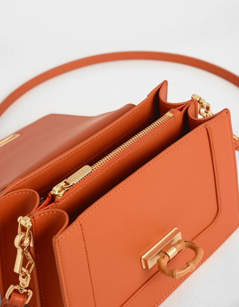 Geanta Crossbody Charles & Keith Textured Portocalii | 214TVXOWC