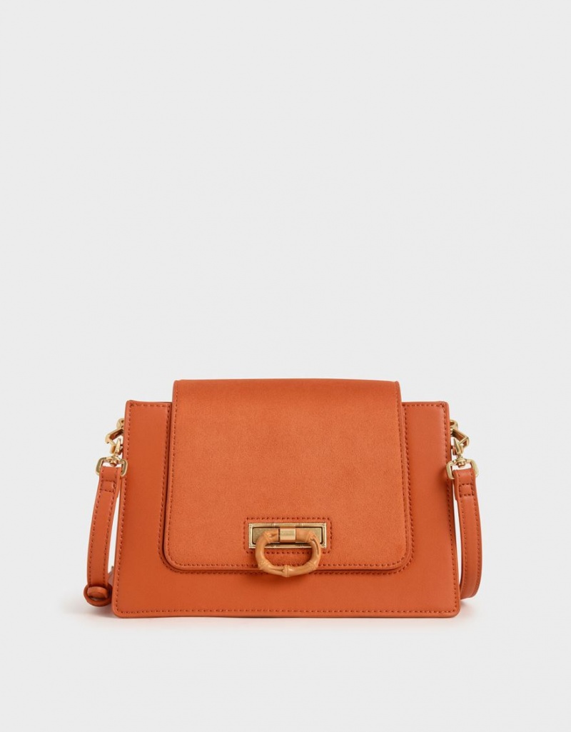 Geanta Crossbody Charles & Keith Textured Portocalii | 214TVXOWC