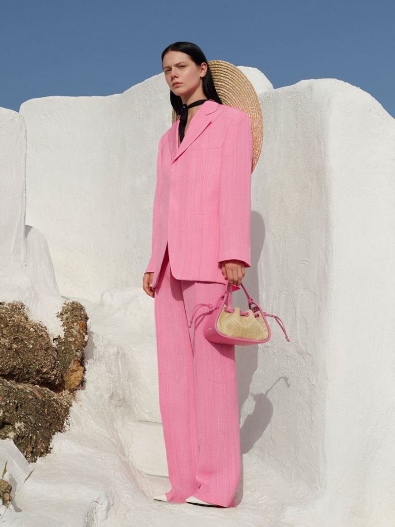 Geanta De Mana Charles & Keith Ashby Raffia Curved Roz | 081OMSJNK