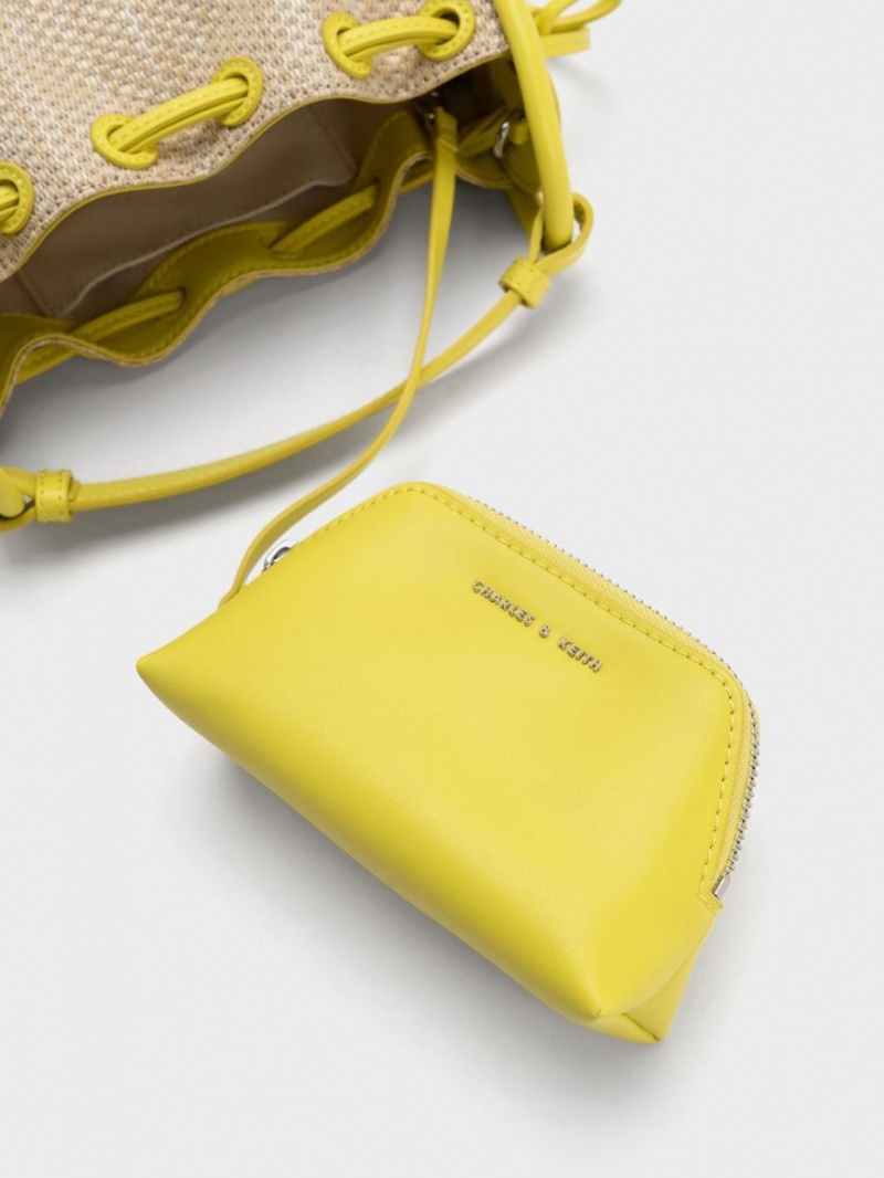 Geanta De Mana Charles & Keith Ashby Raffia Curved Galbeni | 817PIMXVQ