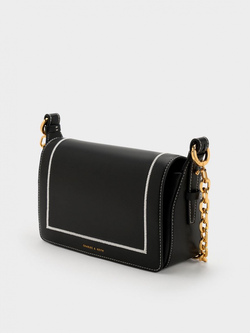 Geanta De Mana Charles & Keith Astra Chain Negrii | 283MHAYZK