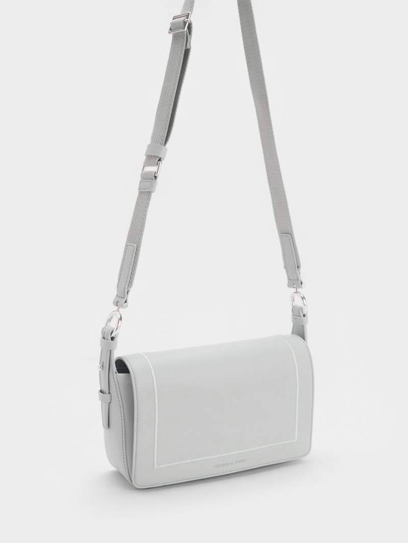 Geanta De Mana Charles & Keith Astra Chain Gri Deschis | 038KDBZYI