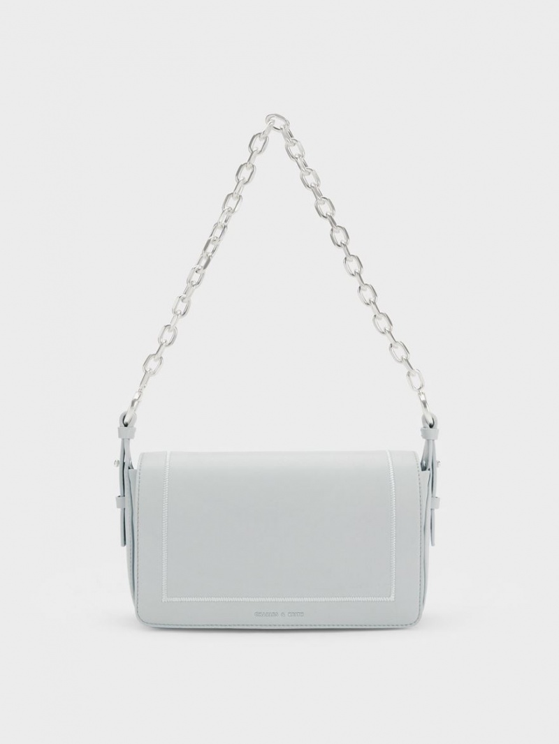 Geanta De Mana Charles & Keith Astra Chain Gri Deschis | 038KDBZYI