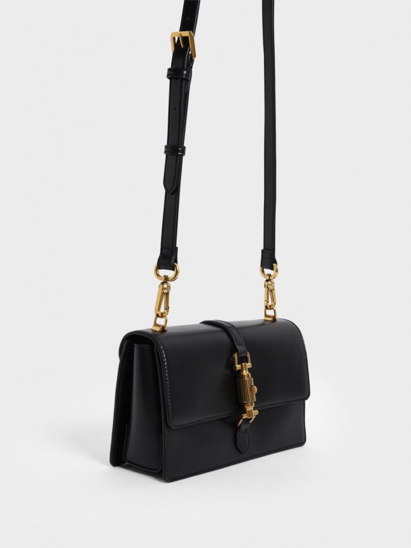Geanta De Mana Charles & Keith Atlas Push-Lock Braided Negrii | 841SEUXIY