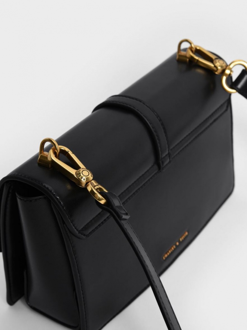 Geanta De Mana Charles & Keith Atlas Push-Lock Braided Negrii | 841SEUXIY