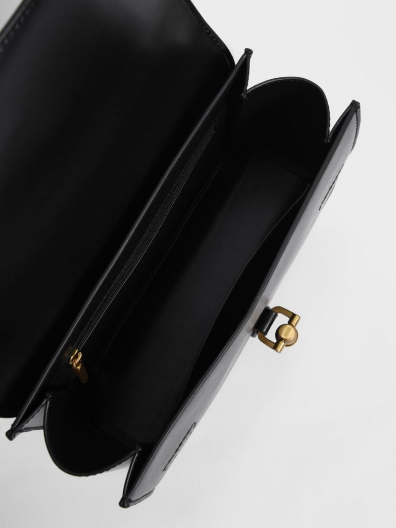 Geanta De Mana Charles & Keith Atlas Push-Lock Braided Negrii | 841SEUXIY