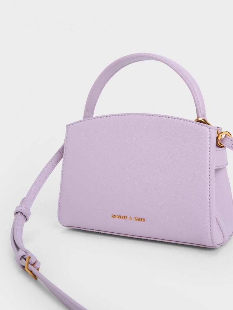Geanta De Mana Charles & Keith Aubrielle Metallic Cu Catarama Top Violet | 890USXOWT