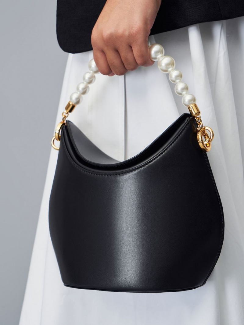 Geanta De Mana Charles & Keith Bead-Embellished Knotted Negrii | 913OPJRHV
