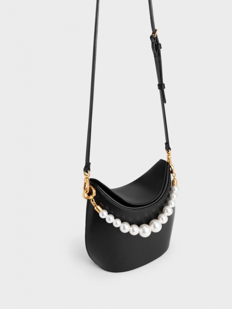 Geanta De Mana Charles & Keith Bead-Embellished Knotted Negrii | 913OPJRHV