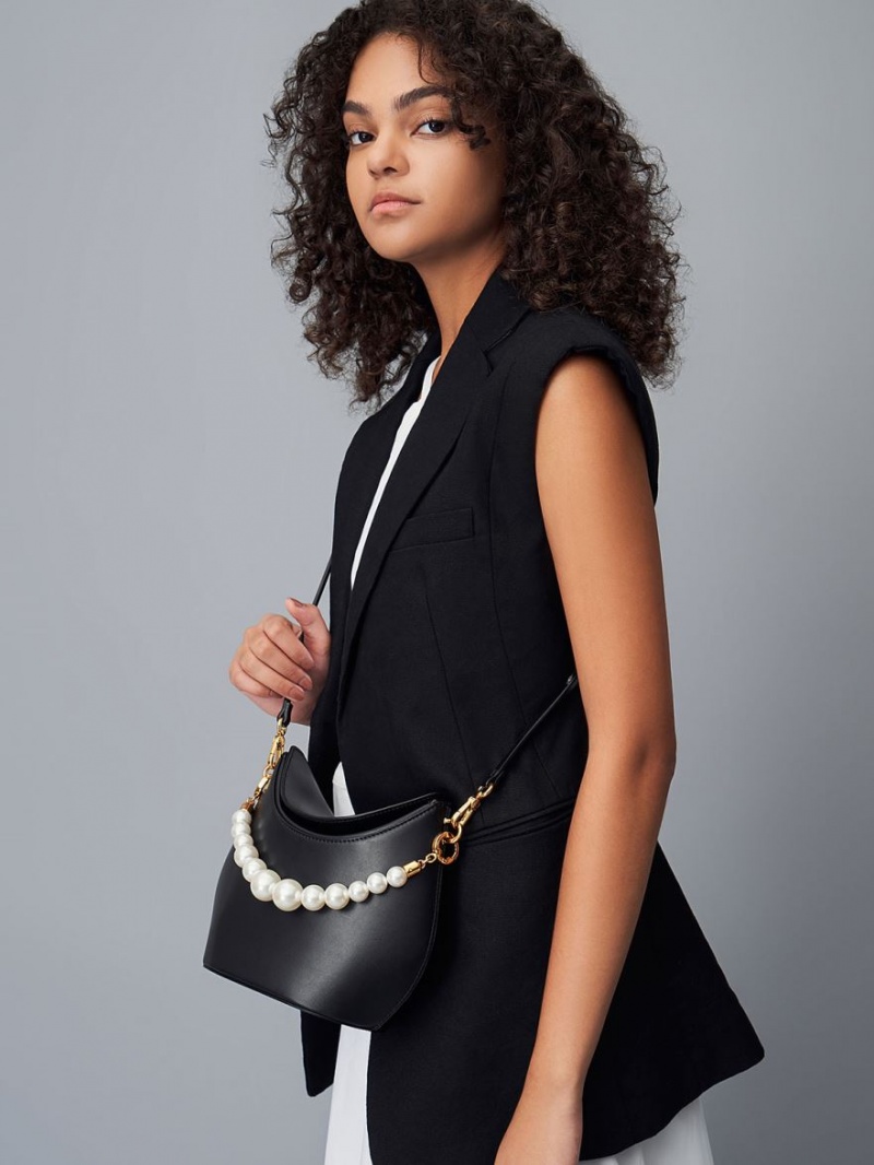 Geanta De Mana Charles & Keith Bead-Embellished Knotted Negrii | 913OPJRHV