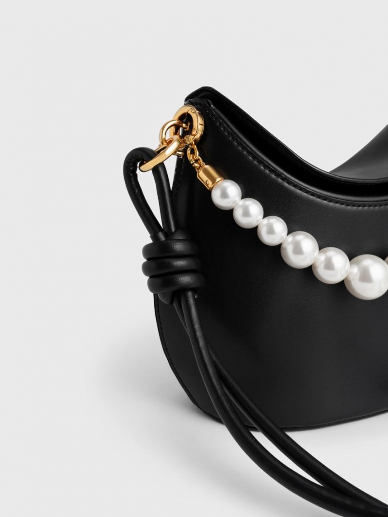 Geanta De Mana Charles & Keith Bead-Embellished Knotted Negrii | 913OPJRHV