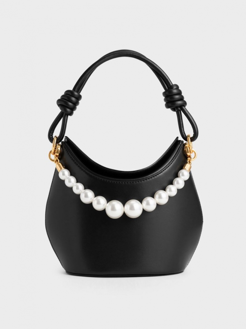 Geanta De Mana Charles & Keith Bead-Embellished Knotted Negrii | 913OPJRHV
