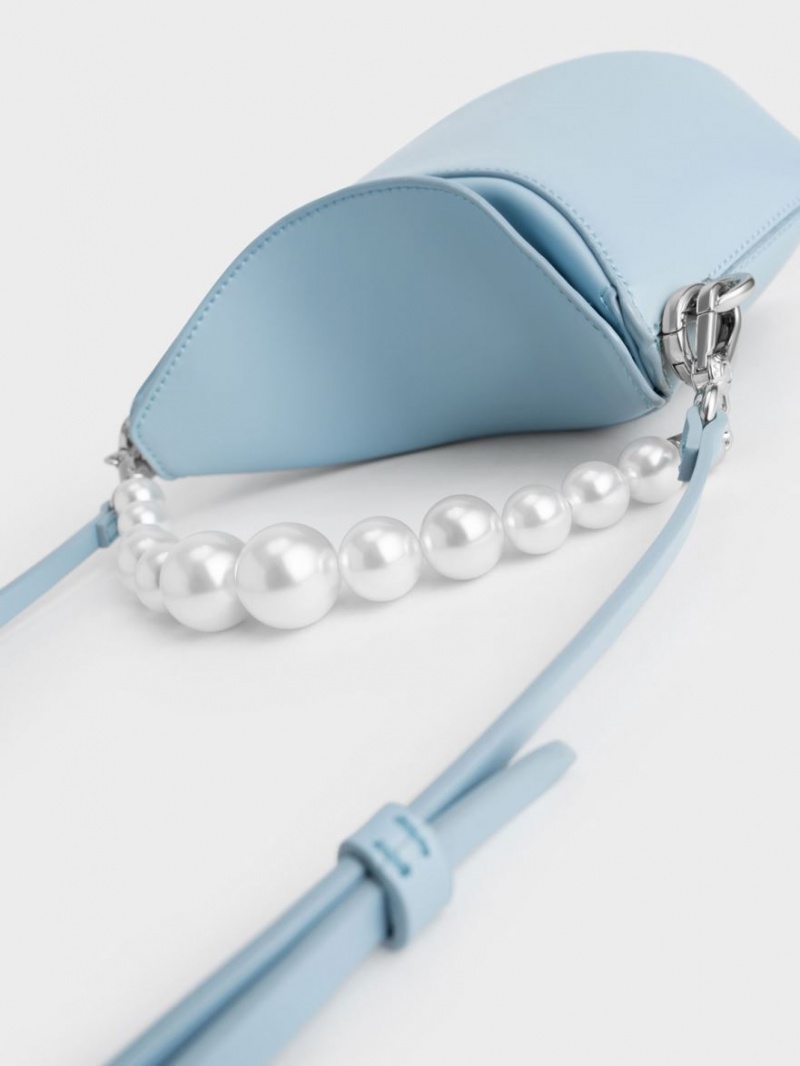 Geanta De Mana Charles & Keith Bead-Embellished Knotted Albastri Deschis | 347SPCEJM
