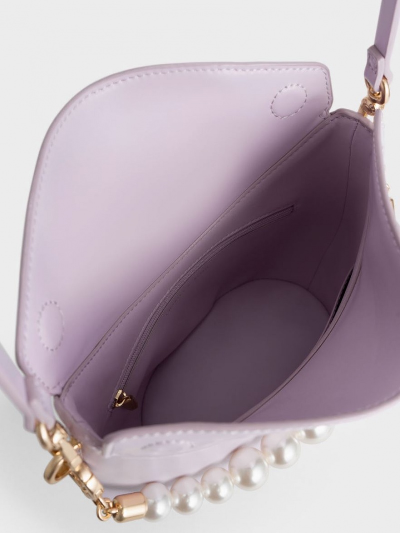 Geanta De Mana Charles & Keith Bead-Embellished Knotted Violet | 850NXYPWL