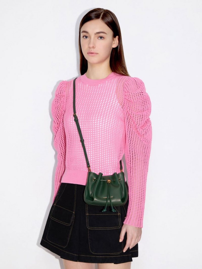 Geanta De Mana Charles & Keith Boaz Drawstring Top Verzi Inchis | 683JGWFRY