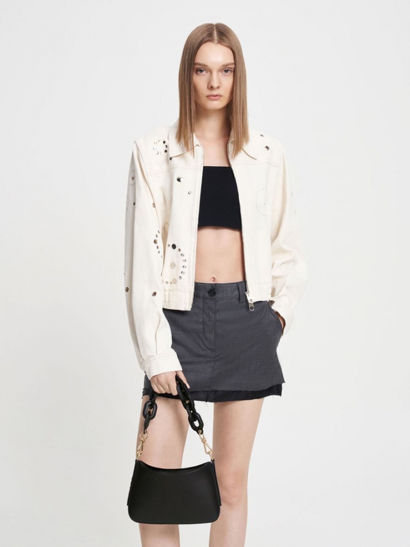 Geanta De Mana Charles & Keith Catena Chain Negrii | 438JDYTBW