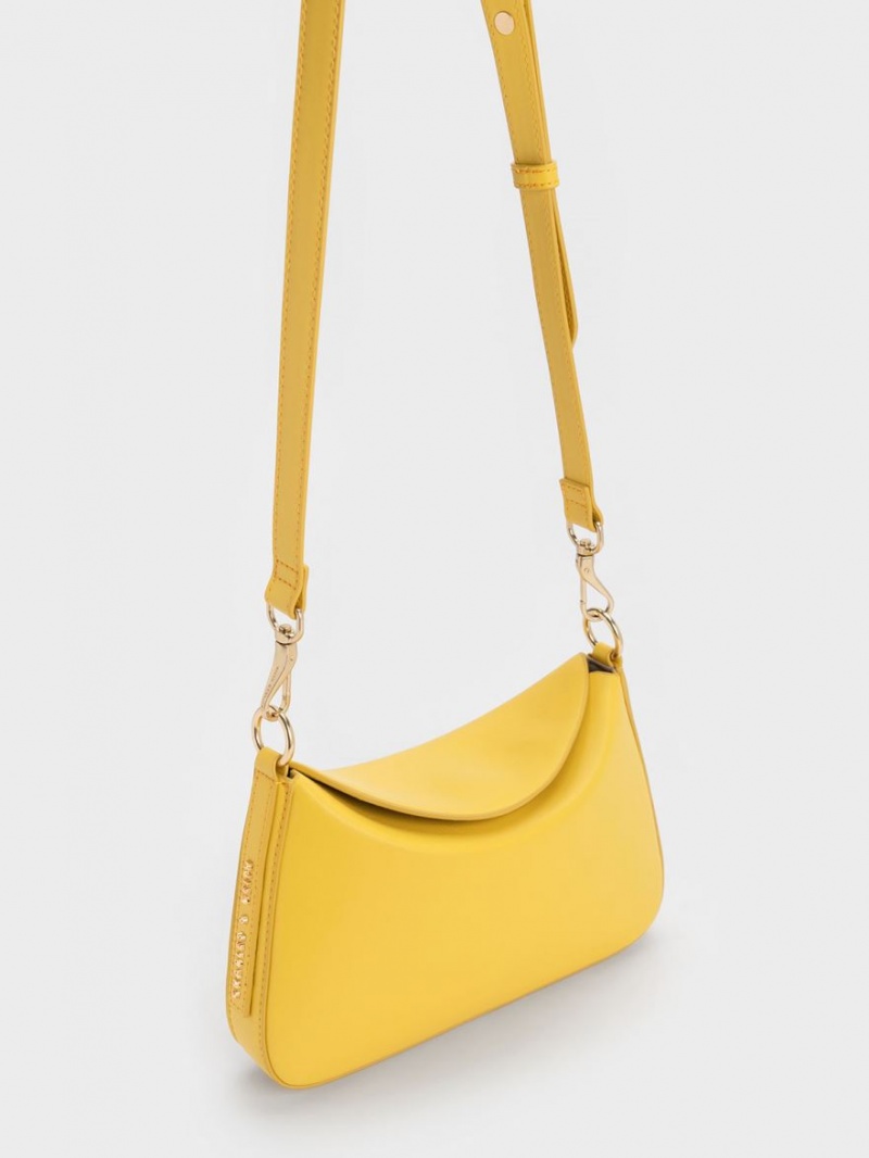 Geanta De Mana Charles & Keith Catena Chain Galbeni | 758QKJRLC