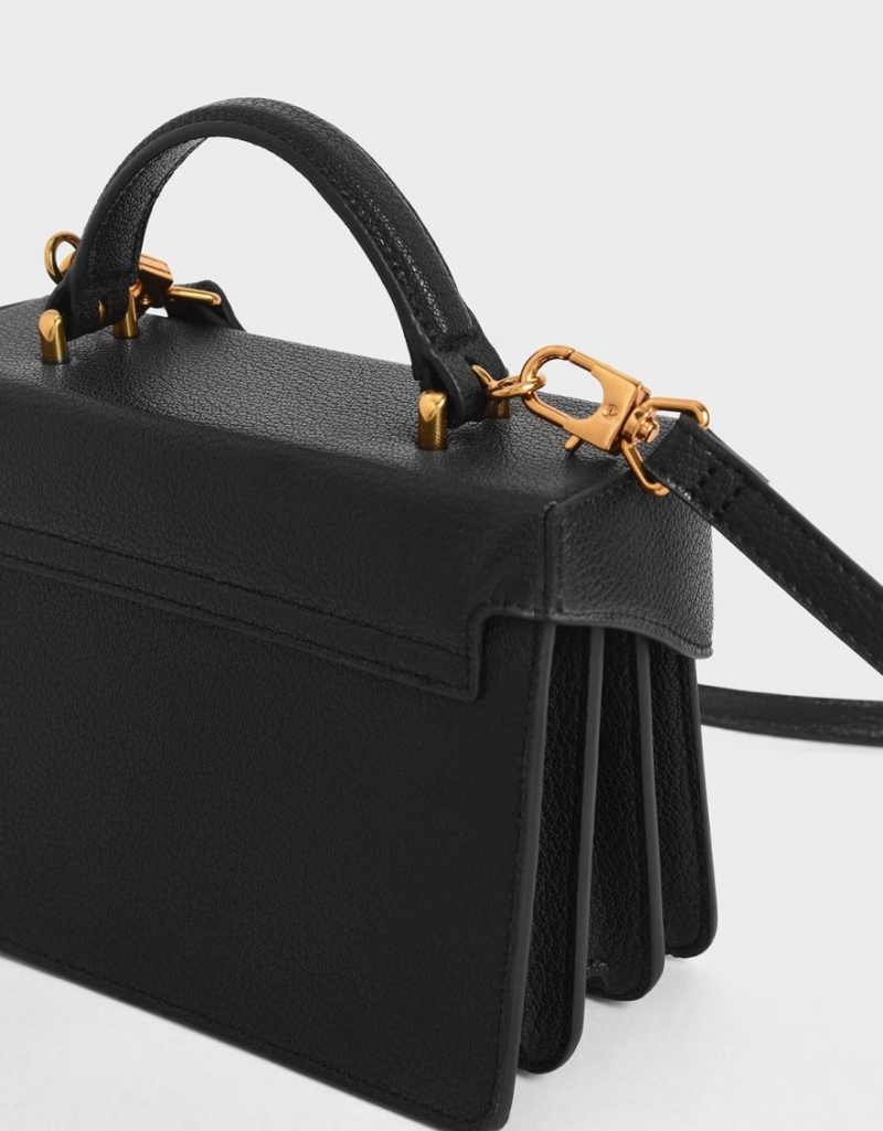 Geanta De Mana Charles & Keith Clasici Push-Lock Top Negrii | 137XCNOIA