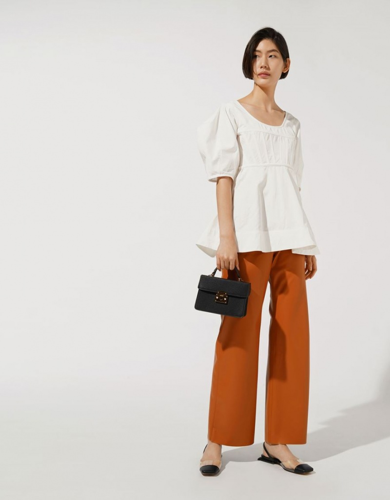 Geanta De Mana Charles & Keith Clasici Push-Lock Top Negrii | 137XCNOIA