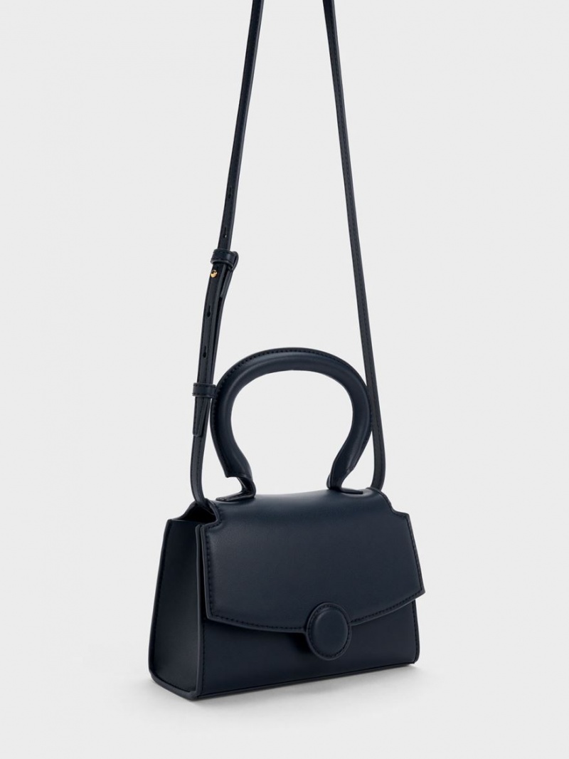 Geanta De Mana Charles & Keith Clover Curved Bleumarin | 694RTPEIW