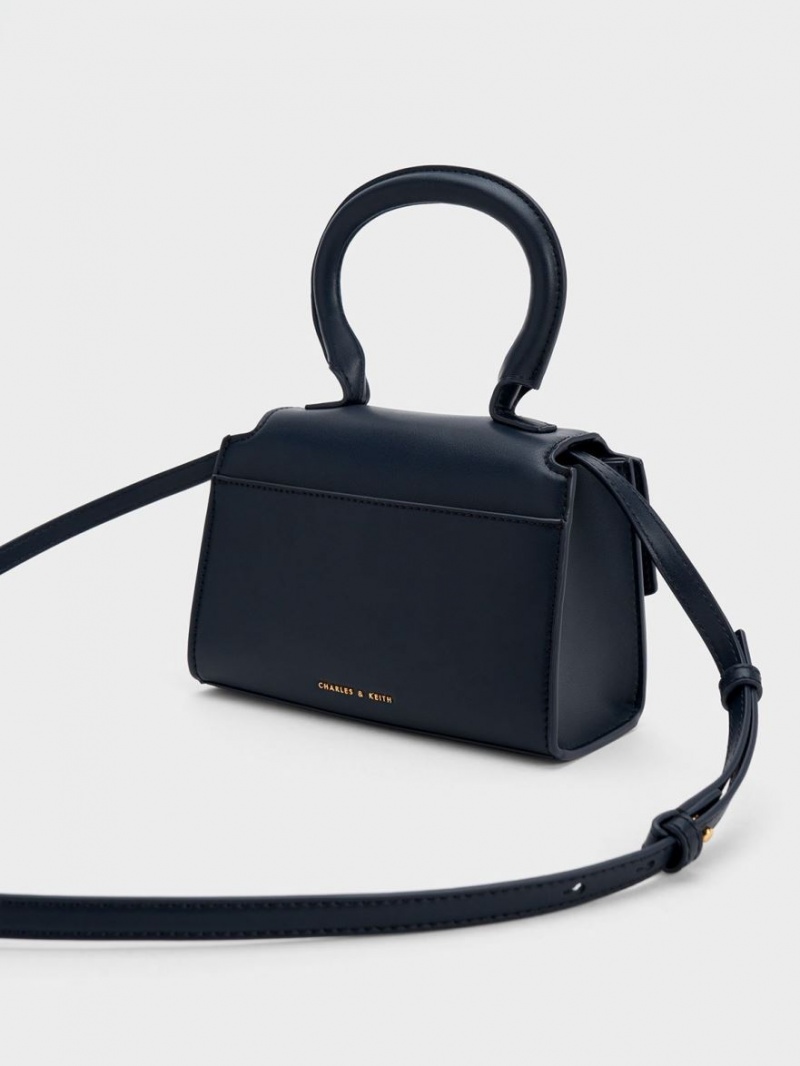 Geanta De Mana Charles & Keith Clover Curved Bleumarin | 694RTPEIW