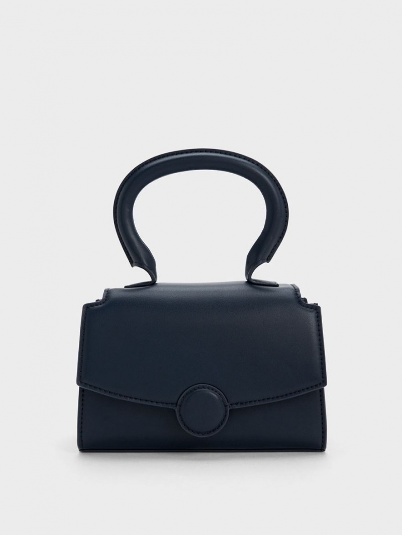 Geanta De Mana Charles & Keith Clover Curved Bleumarin | 694RTPEIW