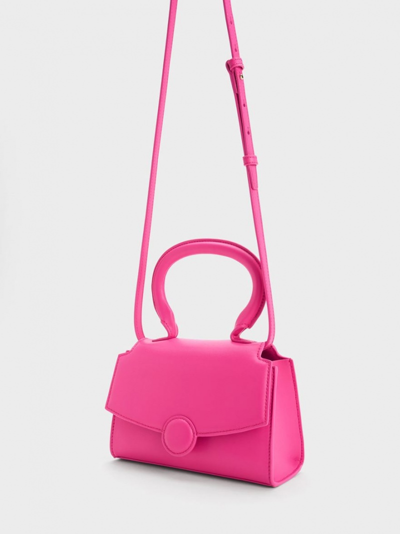Geanta De Mana Charles & Keith Clover Curved Fucsie | 468BWAPHM