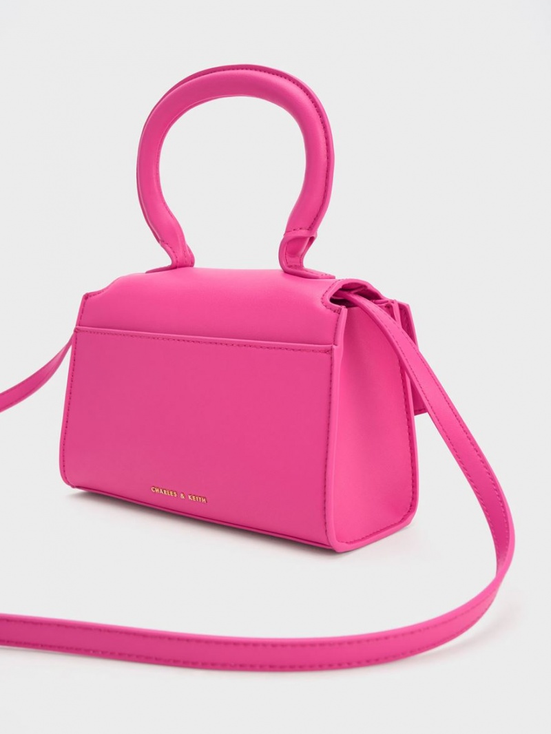 Geanta De Mana Charles & Keith Clover Curved Fucsie | 468BWAPHM