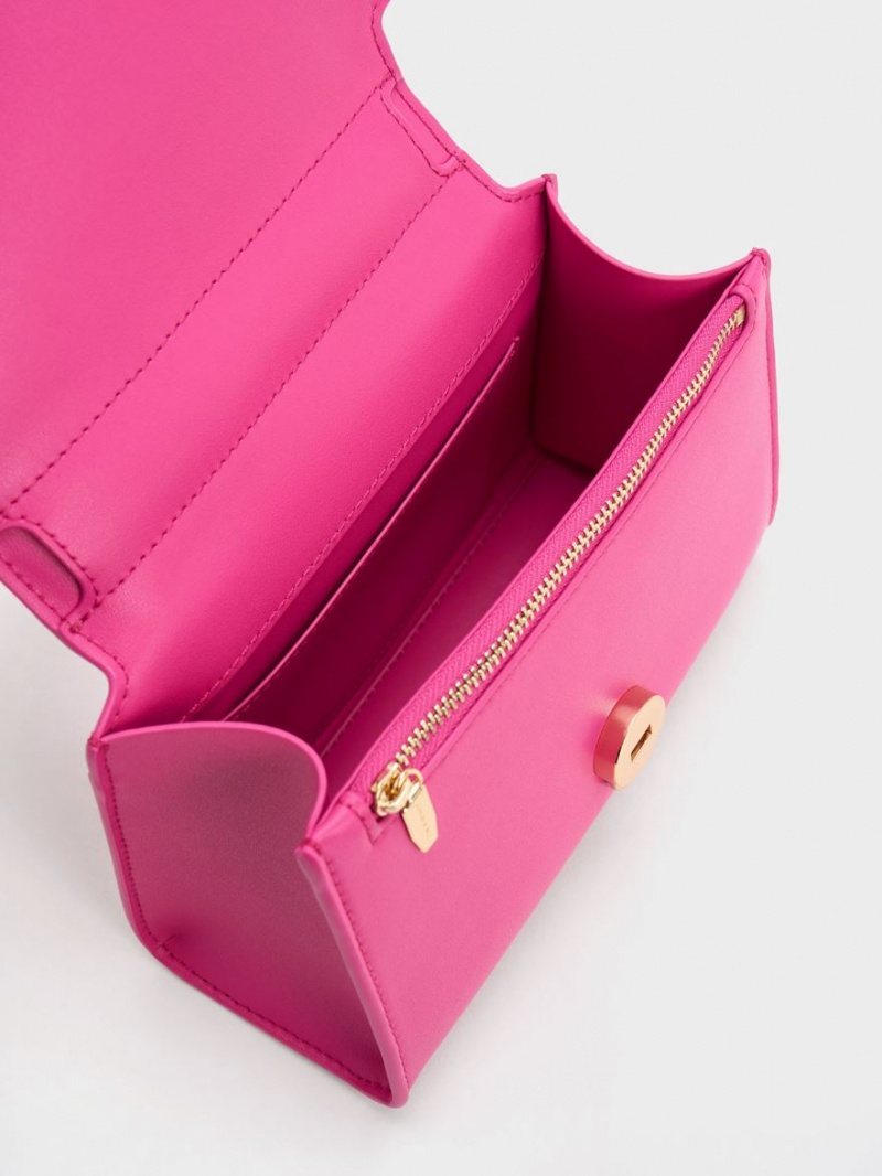 Geanta De Mana Charles & Keith Clover Curved Fucsie | 468BWAPHM