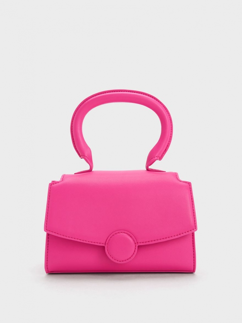 Geanta De Mana Charles & Keith Clover Curved Fucsie | 468BWAPHM