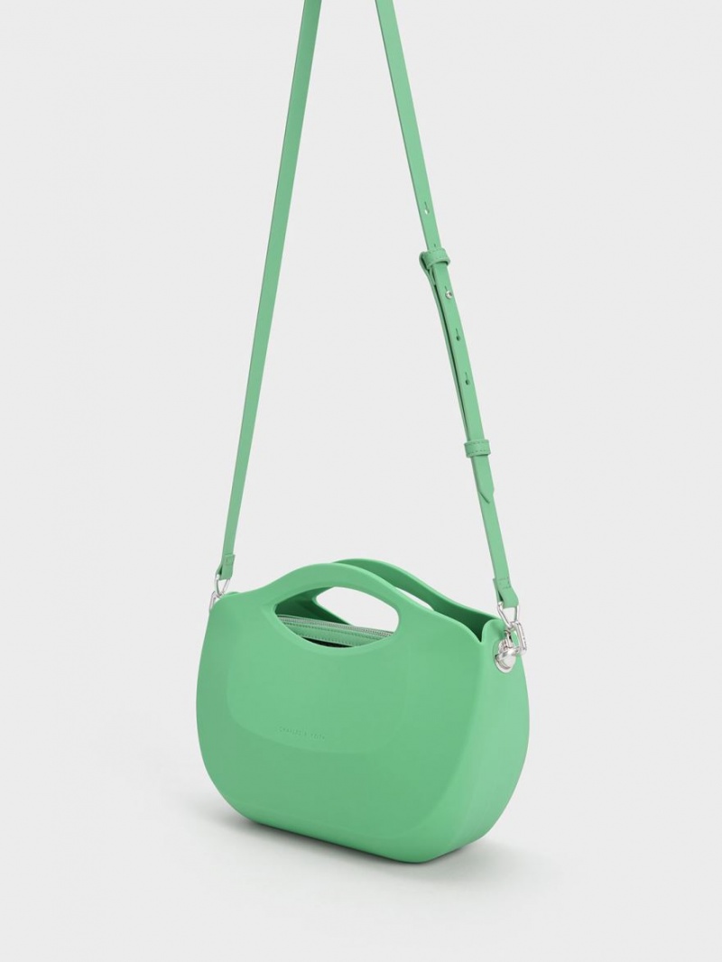 Geanta De Mana Charles & Keith Cocoon Curved Verzi | 859PMZWYG
