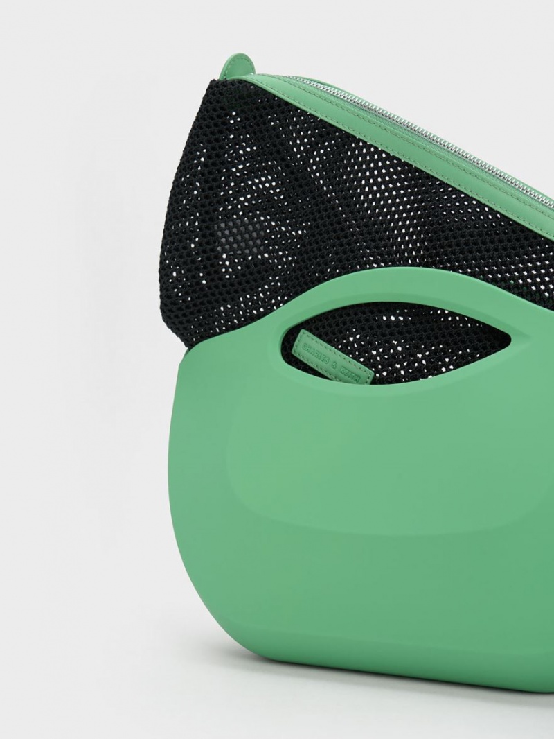 Geanta De Mana Charles & Keith Cocoon Curved Verzi | 859PMZWYG