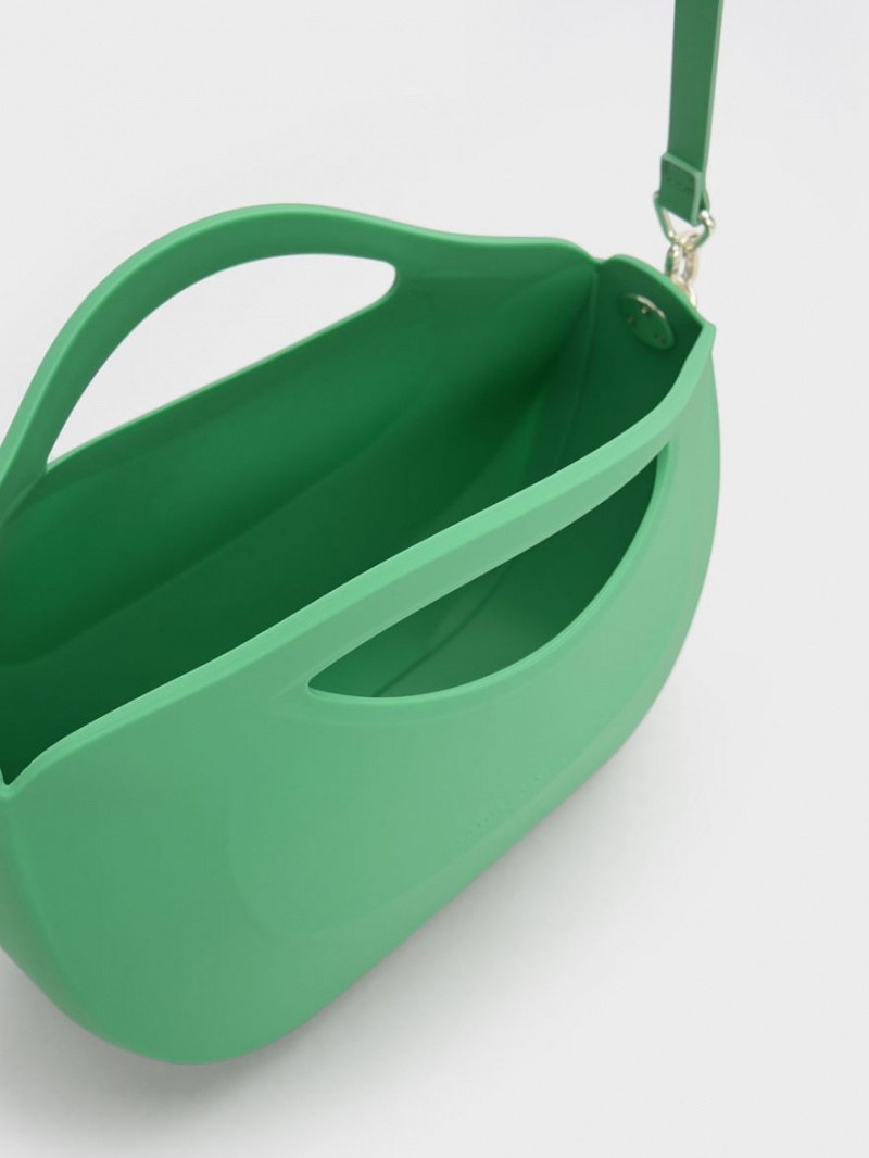 Geanta De Mana Charles & Keith Cocoon Curved Verzi | 859PMZWYG