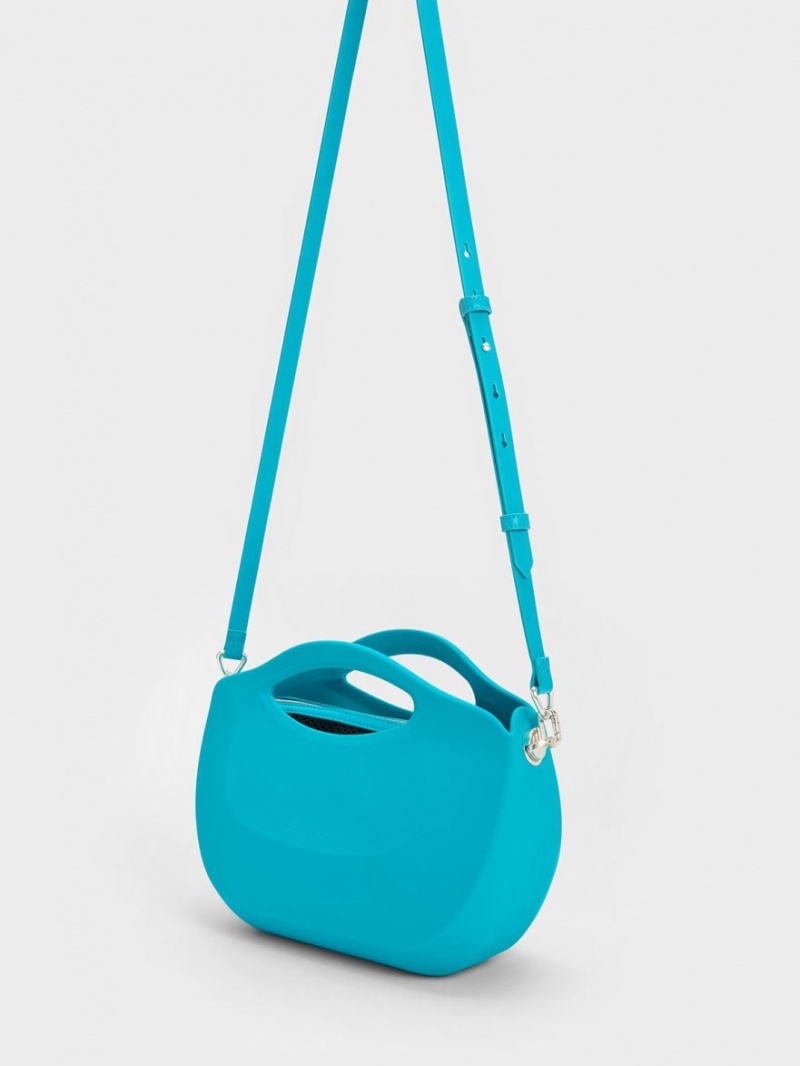 Geanta De Mana Charles & Keith Cocoon Curved Albastri | 630RDMWBK